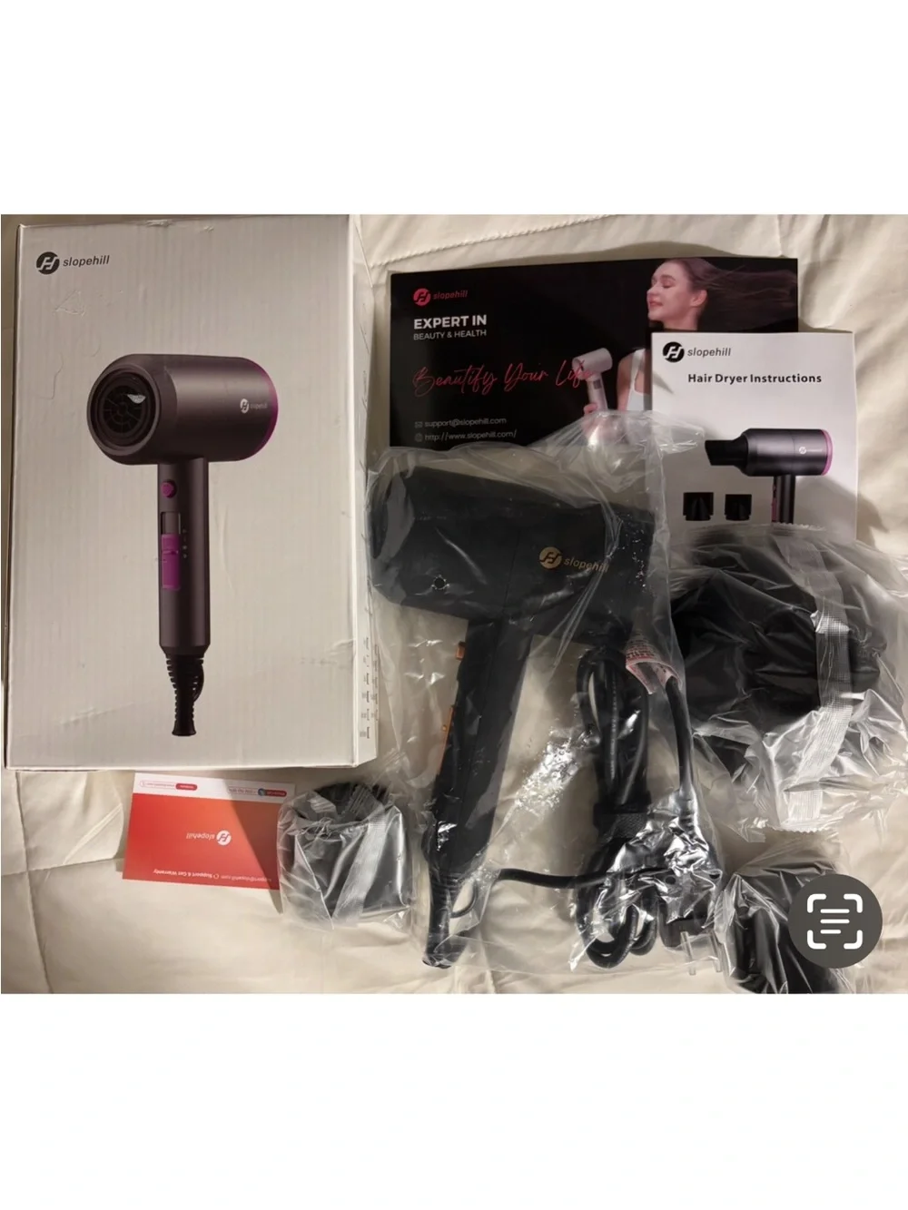 Supgaliy Super Mini High speed  Compact Hair Dryer w/ Attachments New open Box